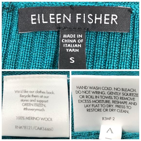 EILEEN FISHER Rounded Open Front Merino Wool Knit Cardigan Women’s Size Small - Picture 12 of 13